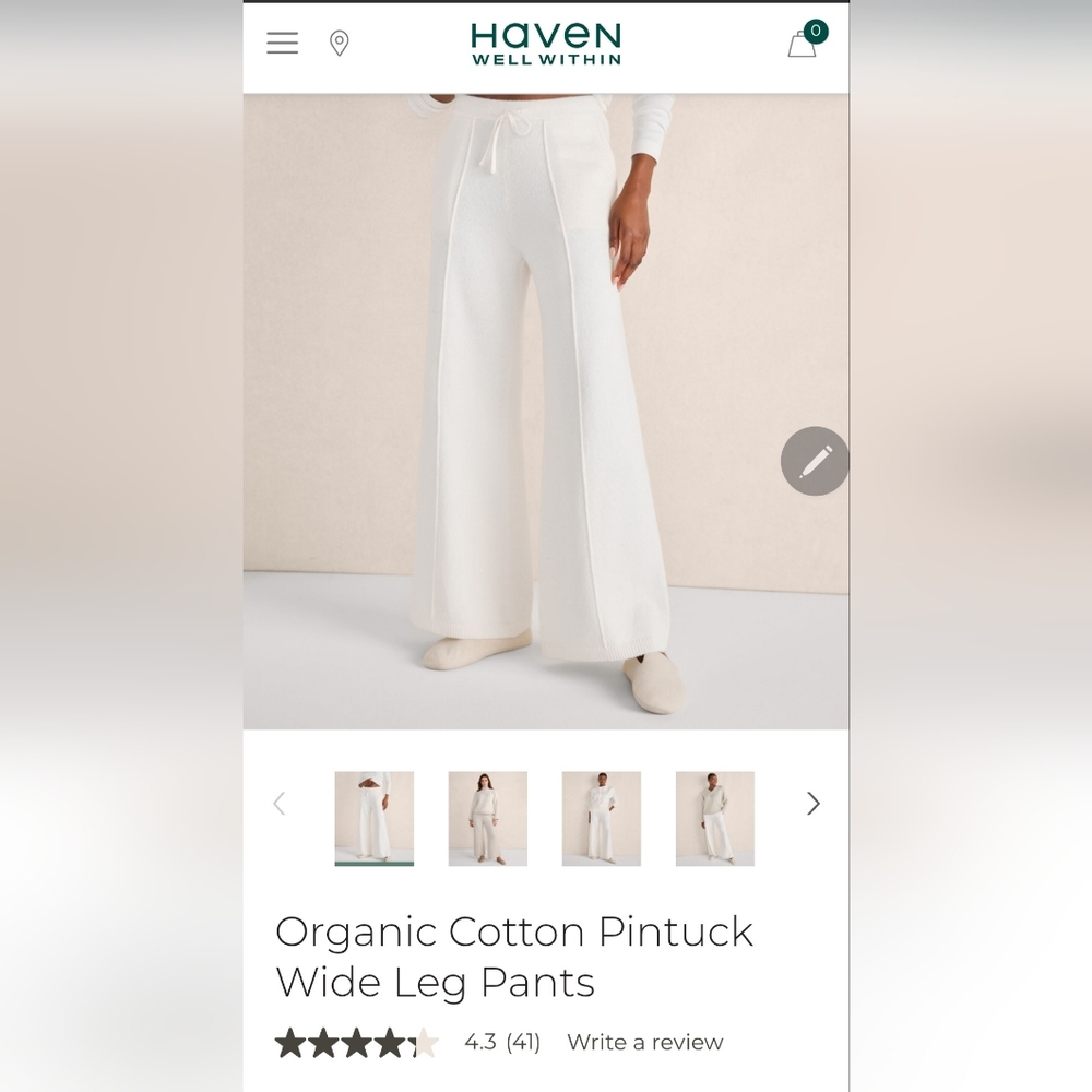 SET OF TWO! Haven pintuck organic cotton wide leg pants! NWOT